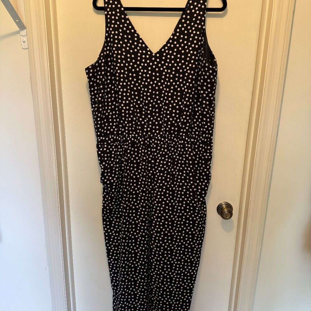 Loft Black and White Polka Dot Jumpsuit Size XL